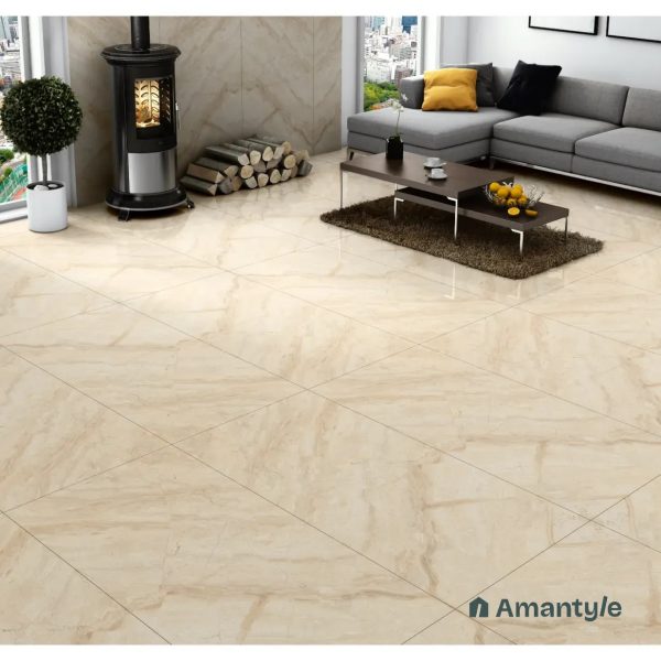 Beige Vitrified Marble Design Slab Wall & Floor Tile Code 100008 (800x1600 mm, Polished Book Match)
