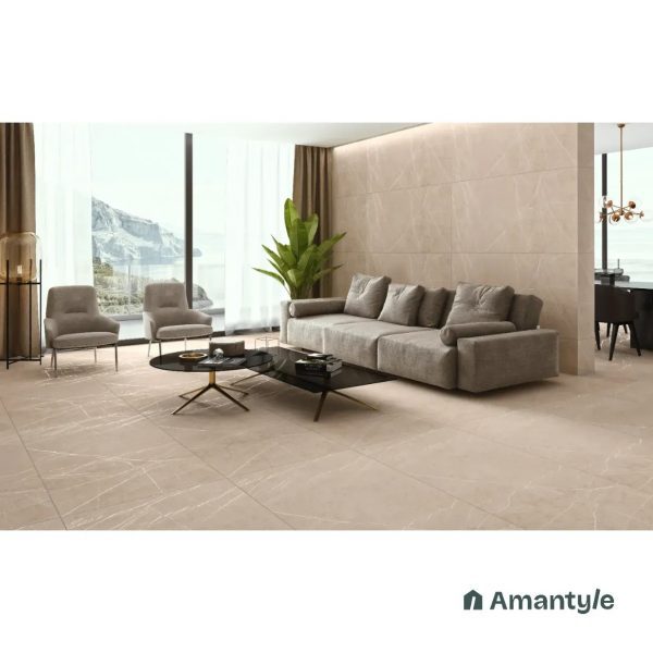 Beige Vitrified Marble Design Slab Wall & Floor Tile Code 100037 (800x1600 mm, Dazzle Matt)