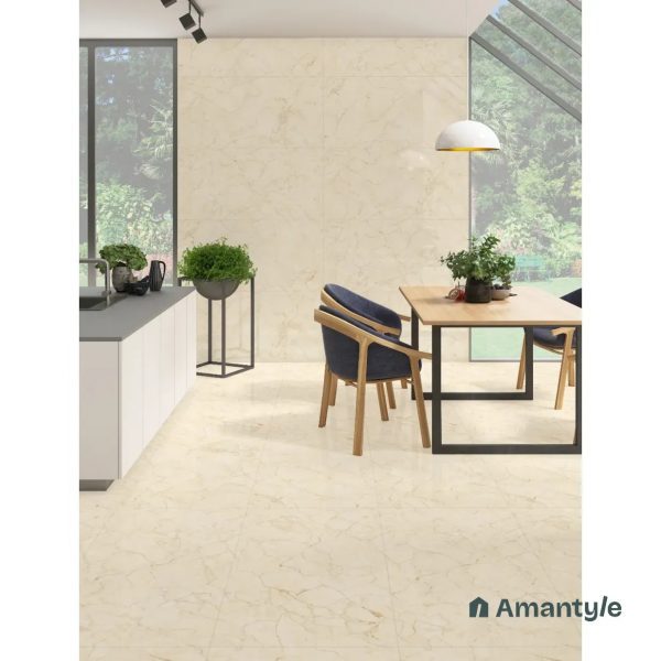 Cream Vitrified Marble Design Wall & Floor Tile Code 100093 (600x1200 mm, Polished)