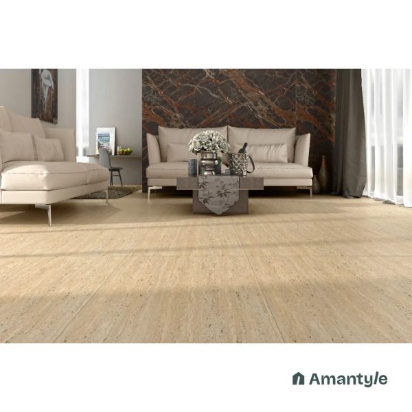 Beige Vitrified Marble Matt & Carving Wall & Floor Tile Code 100138 (600x1200 mm, Matt Special Structure)