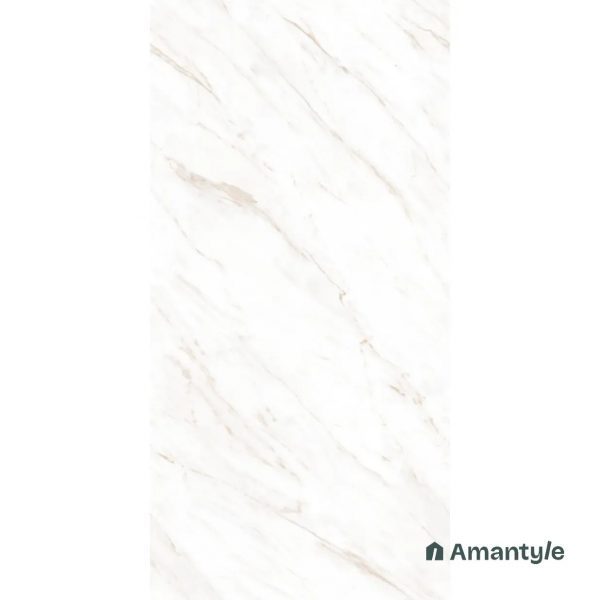 White Vitrified Marble Design Slab Wall & Floor Tile Code 100262 (1200x2400 mm, Polished)