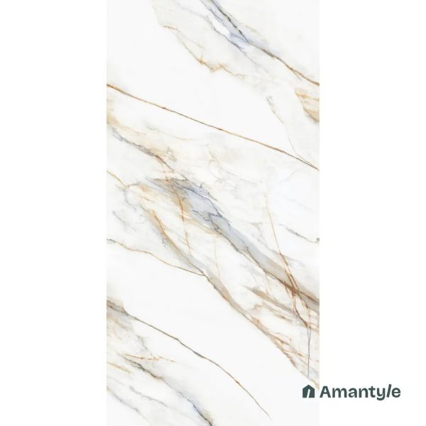 White Vitrified Marble Matt & Carving Slab Wall & Floor Tile Code 100278 (1200x2400 mm, Dazzle Matt)