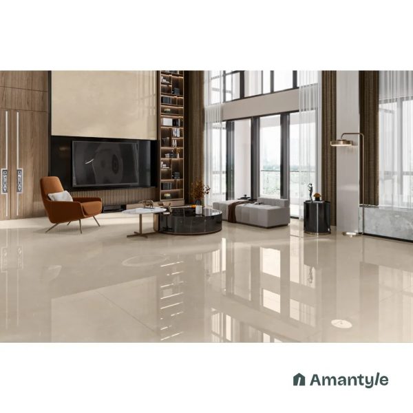 Beige Vitrified Marble Design Slab Wall & Floor Tile Code 100286 (1200x1800 mm, Polished)