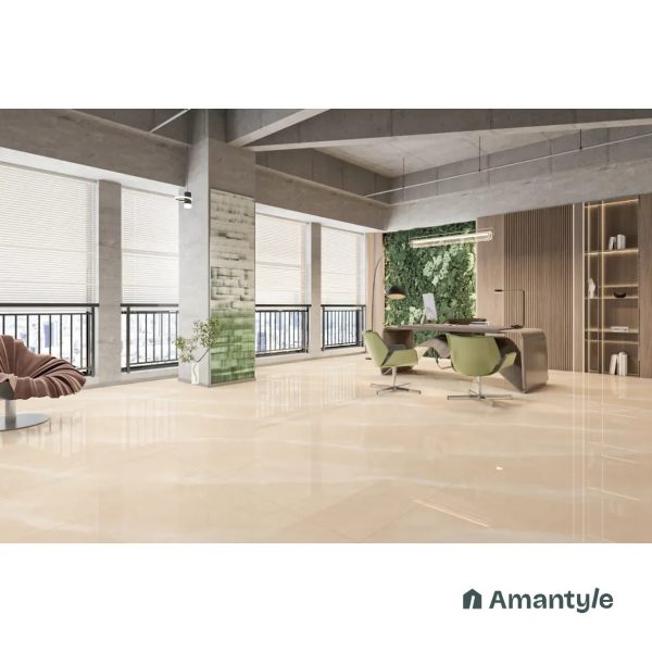 Beige Vitrified Marble Design Slab Wall & Floor Tile Code 100289 (1200x1800 mm, Polished)