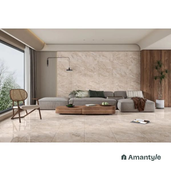 Brown Vitrified Marble Design Wall & Floor Tile Code 100412 (600x1200 mm, Polished)