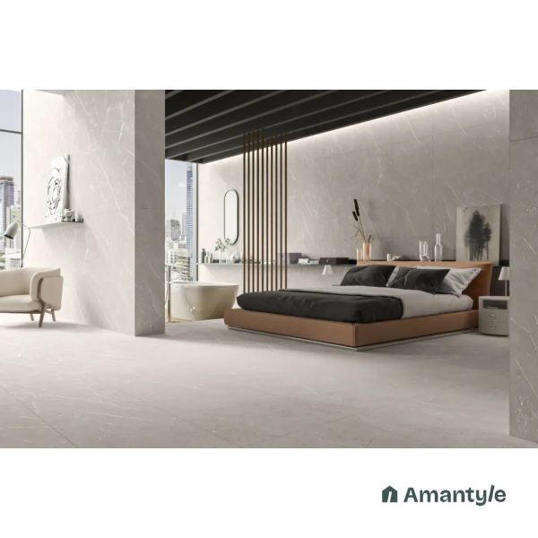 White Vitrified Marble Matt & Carving Wall & Floor Tile Code 100438 (600x1200 mm, Dazzle Matt)