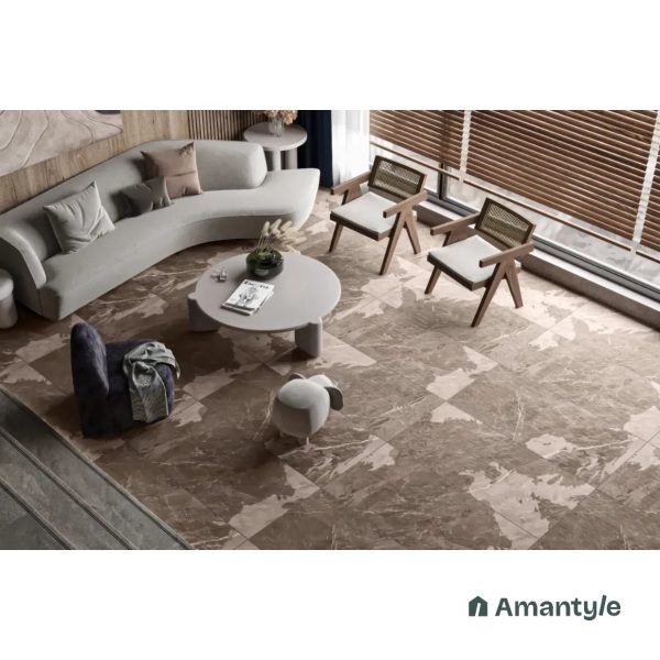Brown Vitrified Marble Matt & Carving Wall & Floor Tile Code 100482 (600x1200 mm, Matt Special)