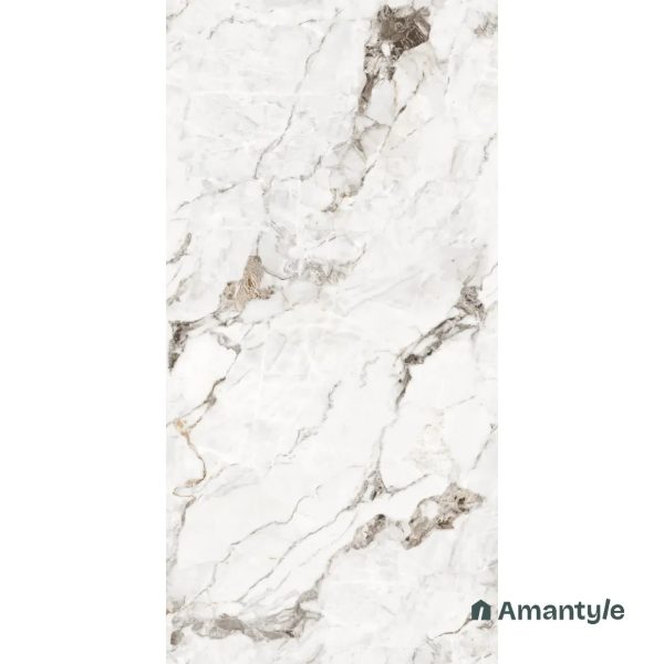 White Vitrified Marble Matt & Carving Slab Wall & Floor Tile Code 100569 (1200x2400 mm, Silk) - Image 3