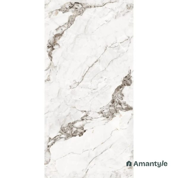 White Vitrified Marble Matt & Carving Slab Wall & Floor Tile Code 100569 (1200x2400 mm, Silk) - Image 2