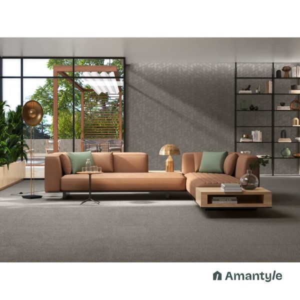 Brown Vitrified Concrete & Grey Wall & Floor Tile Code 100800 (600x1200 mm, Color Body)