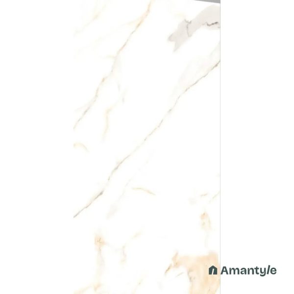 White Vitrified Marble Design Wall & Floor Tile Code 110016 (600x1200 mm, Polished)