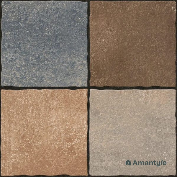 Multicolor Vitrified  Rustic & Matt Floor Tile Code 120072 (400X400 mm, Matt)