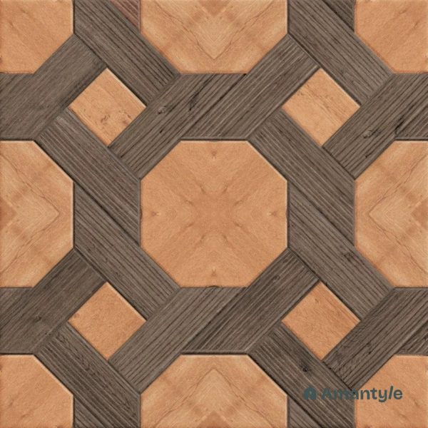 Brown Vitrified  Wooden Floor Tile Code 120076 (400X400 mm, Matt)