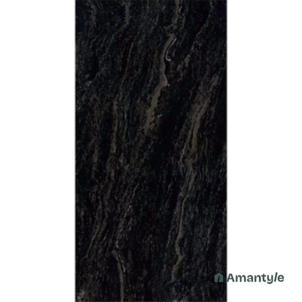 Black Vitrified Stone Wall & Floor Tile Code 130006 (600x1200 mm, Polished)