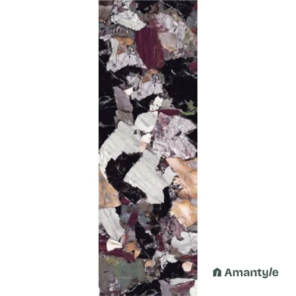 Black Vitrified Marble Design Wall & Floor Tile Code 170017 (800x2400 mm, Polished)