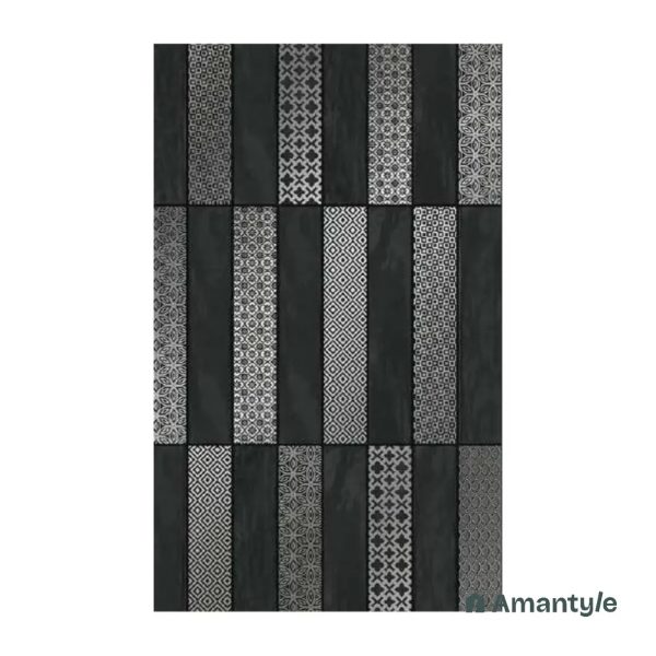 Black Ceramic Moroccan  Wall Tile Code 230003 (300x600 mm, Matt)