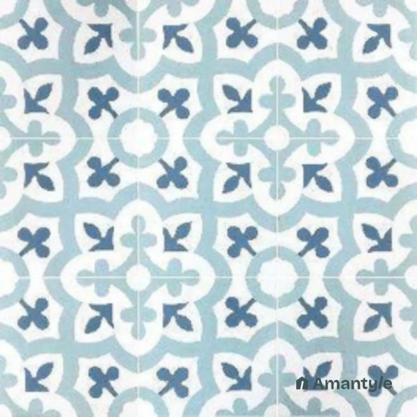 Light Blue 3rd Fire Moroccan Wall & Floor Tile Code 250020 (200x200 mm, Matt)