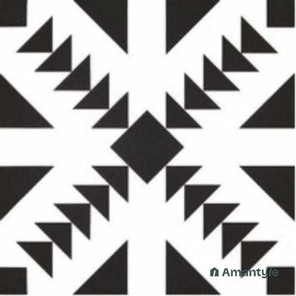 Black & White 3rd Fire Moroccan Wall & Floor Tile Code 250143 (300x300 mm, Matt)