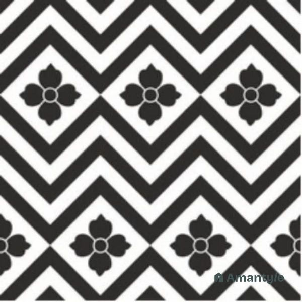 Black & White 3rd Fire Moroccan Wall & Floor Tile Code 250166 (300x300 mm, Matt)