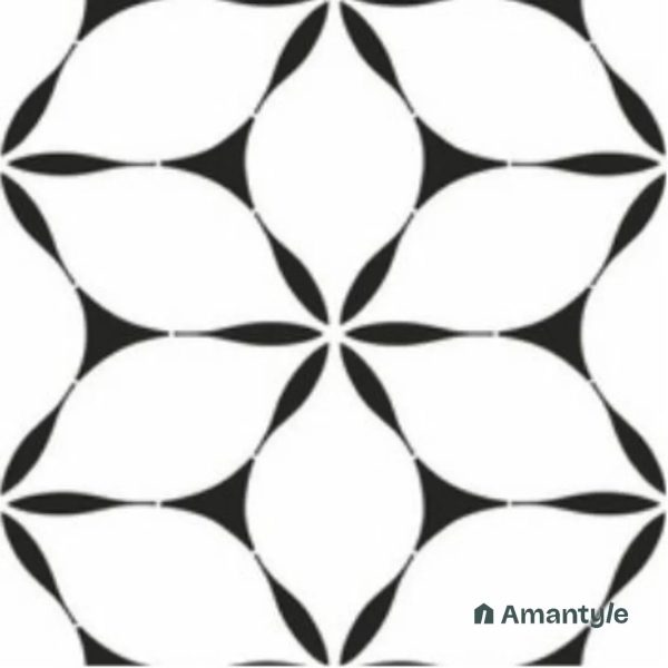 Black & White 3rd Fire Moroccan Wall & Floor Tile Code 250177 (300x300 mm, Matt)