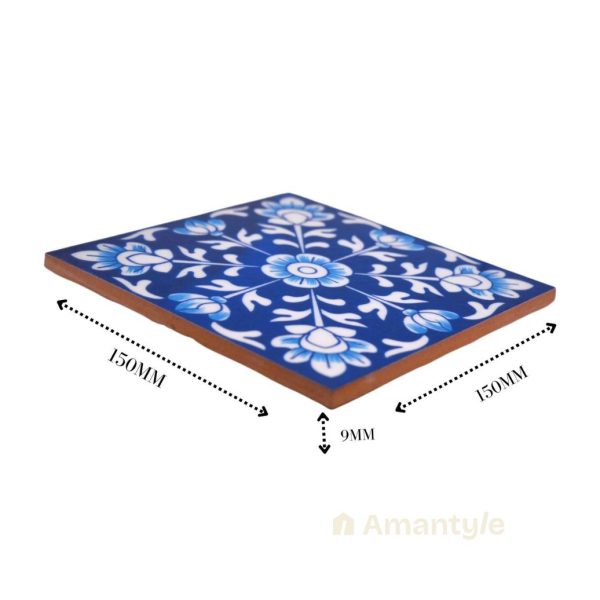 Blue Ceramic  Moroccan Wall & Step Raiser Tile Code 590021 (150x150 mm, Glossy) - Image 3