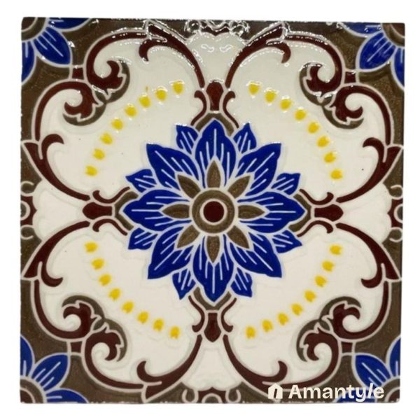 Cream Ceramic  Moroccan Wall & Step Raiser Tile Code 590004 (150x150 mm, Gloss Emboss)