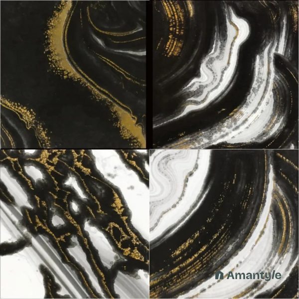 Black & White Ceramic Decor & Highlighter Wall Tile Code 510007 (150x150 mm, Metallic)