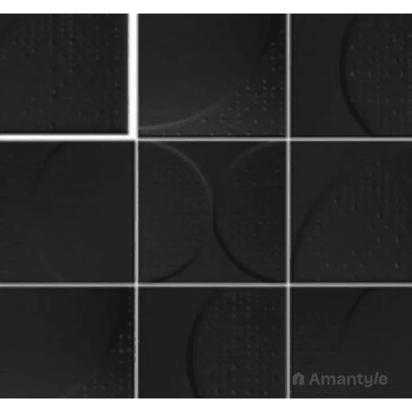 Black Ceramic Decor & Highlighter Wall Tile Code 510019 (150x150 mm, Matt)