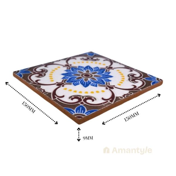 Cream Ceramic  Moroccan Wall & Step Raiser Tile Code 590004 (150x150 mm, Gloss Emboss) - Image 3